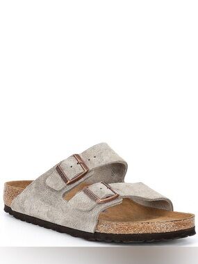 Birkenstock Men's  Taupe Suede Arizona Two-Strap Sandal, sz 43, new w box